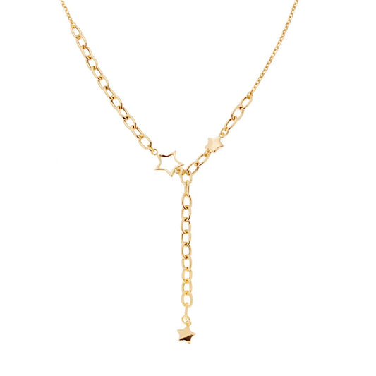 Forzatina Chain Necklace with Stars - 40+5 CM, 925 Silver, Made in Italy - ROMA GEMS