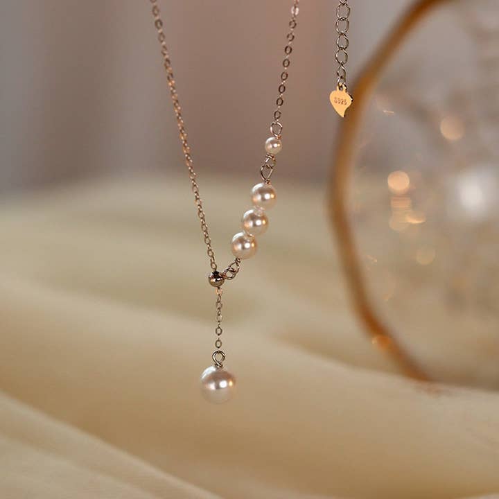 Collana di Perle in Argento Sterling 925 Placcato in Oro - ROMA GEMS