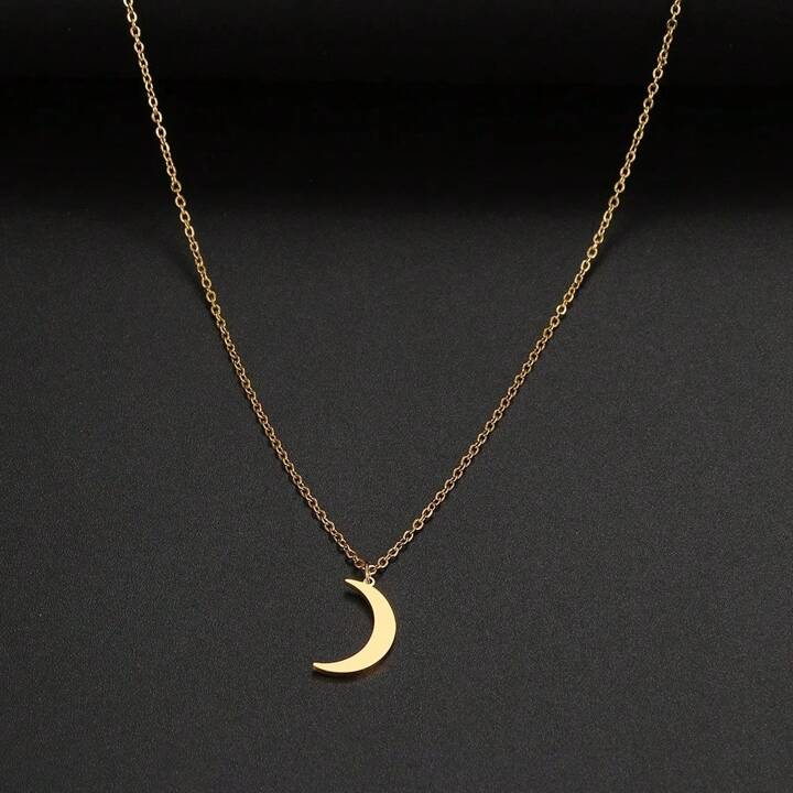 Collana con Luna Crescente in Argento Sterling 925 Placcato in Oro - ROMA GEMS