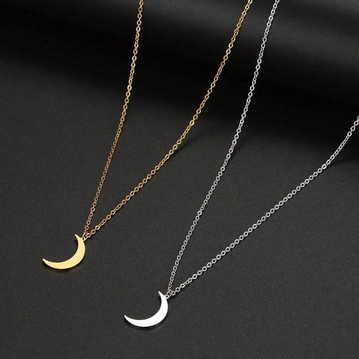 Collana con Luna Crescente in Argento Sterling 925 Placcato in Oro - ROMA GEMS