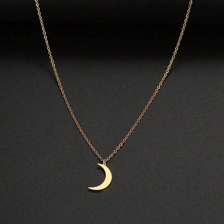 Collana con Luna Crescente in Argento Sterling 925 Placcato in Oro - ROMA GEMS