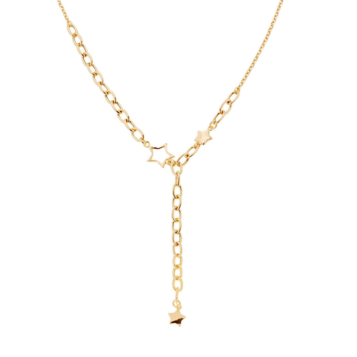 Forzatina Chain Necklace with Stars - 40+5 CM, 925 Silver, Made in Italy - ROMA GEMS