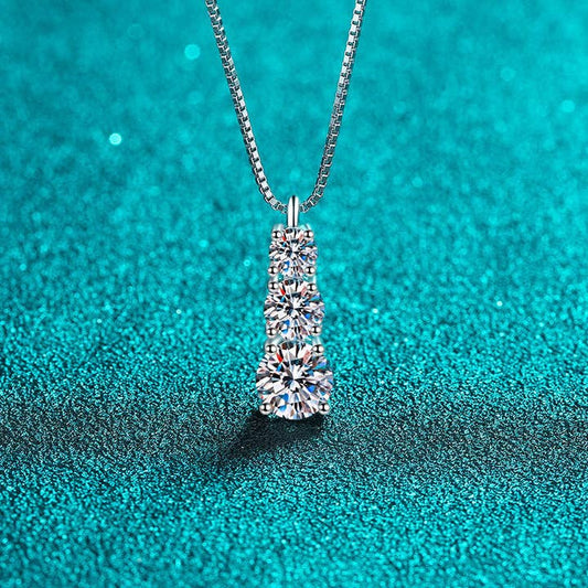 Collana con Ciondoli in Moissanite a Tre Pietre - ROMA GEMS