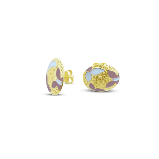 ROMA GEMS Orecchini a Lobo Ovali in Argento 925 Placcati Oro 18kt con Smalto Colorato - Made in Italy Orecchini a Lobo Ovali in Argento 925 Placcati Oro 18kt con Smalto Colorato - Made in Italy