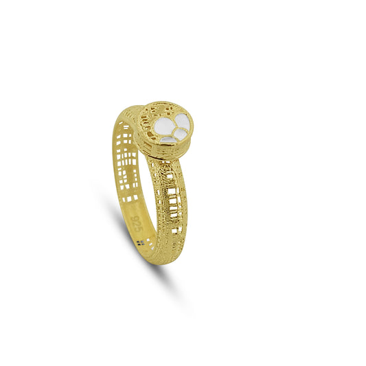 Anello in Argento 925 Placcato Oro con Dettagli Floreali Smaltati - Made in Italy - ROMA GEMS