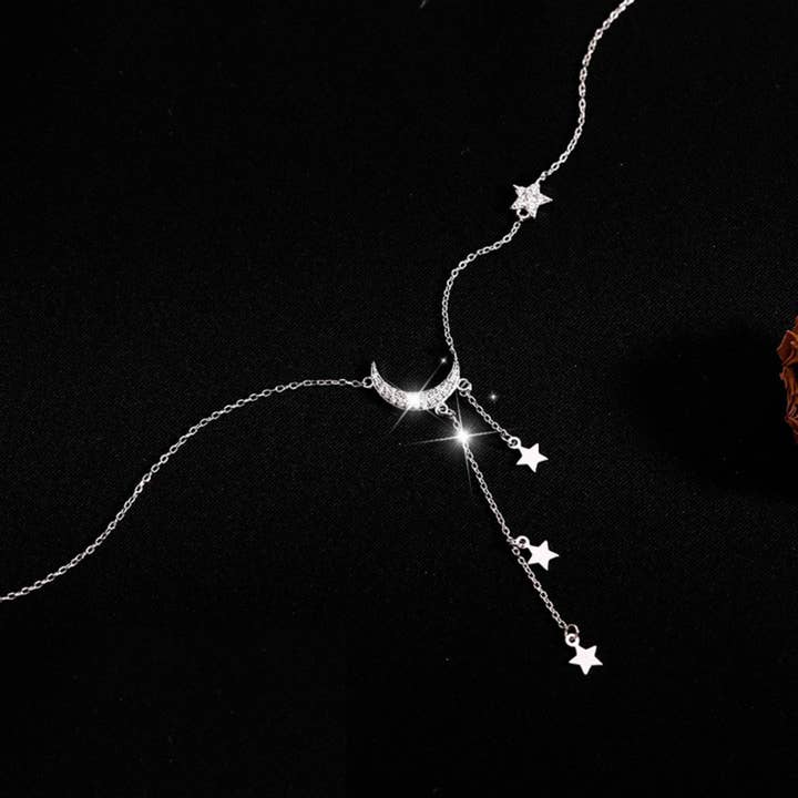 Collana con nappine a strati Moon Star in argento Sterling 925 - ROMA GEMS