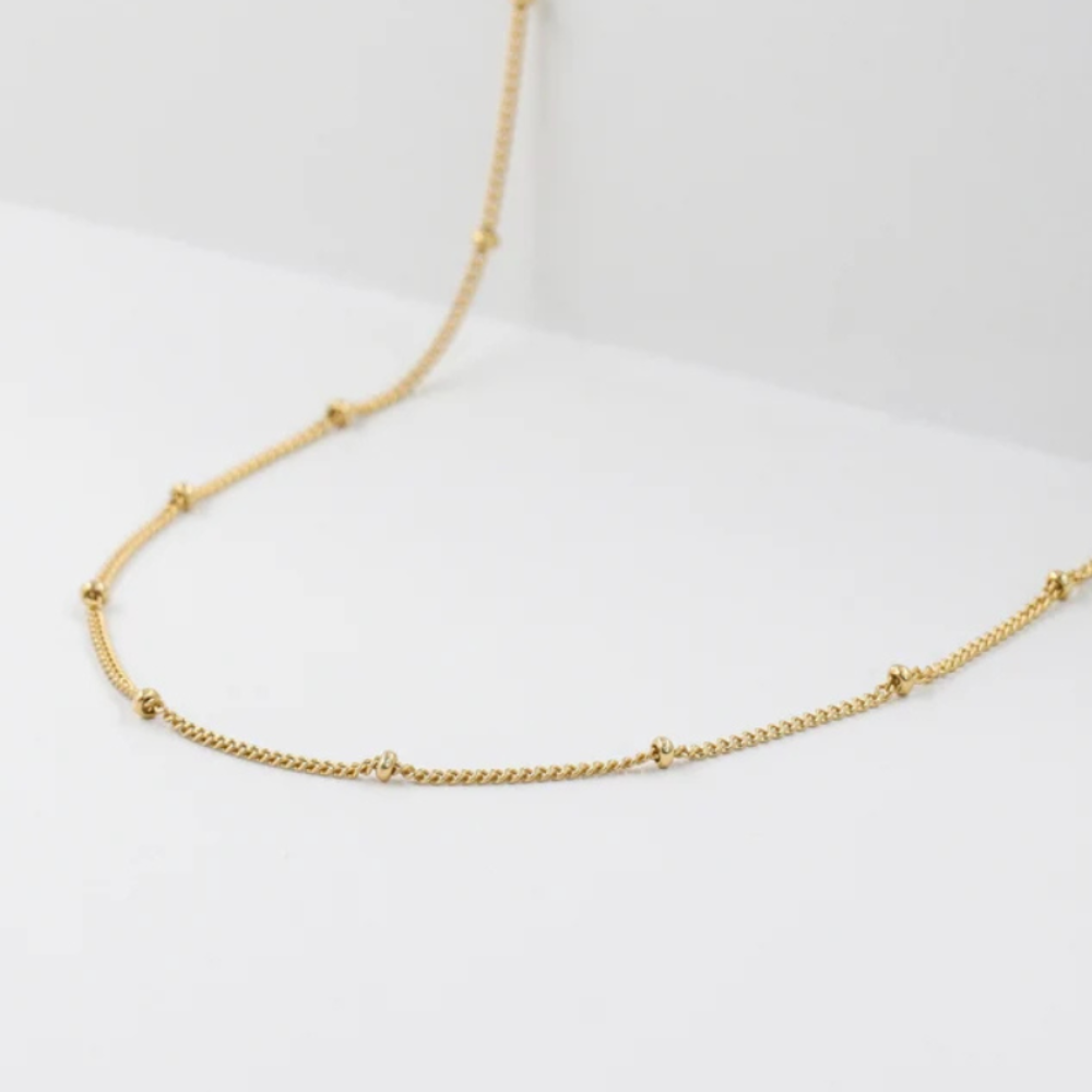 Collana Minimalista a Perline - Argento 925 Placcato Oro 18K, Catena Semplice a Strati per Donna - ROMA GEMS