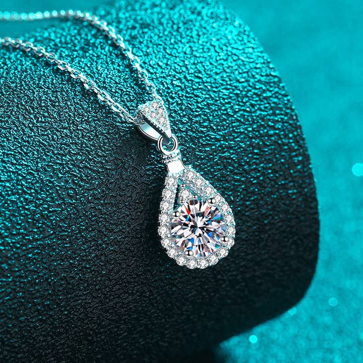 Collana con ciondolo a goccia in moissanite in argento Sterling 925 - ROMA GEMS