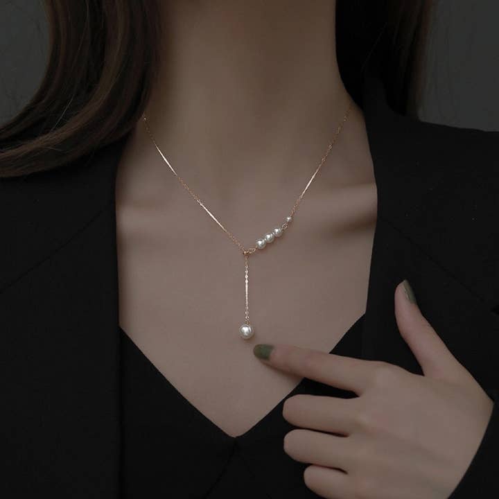 Collana di Perle in Argento Sterling 925 Placcato in Oro - ROMA GEMS