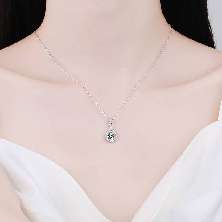 Collana con ciondolo a goccia in moissanite in argento Sterling 925 - ROMA GEMS
