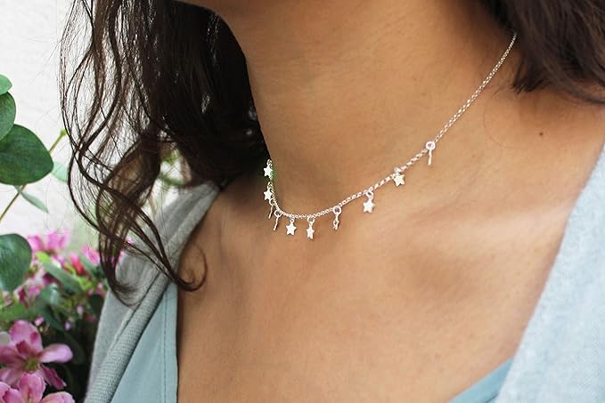 Collana con Piccoli Pendenti a Stella - Ciondolo con Stelline da Donna in Argento Sterling 925 - ROMA GEMS