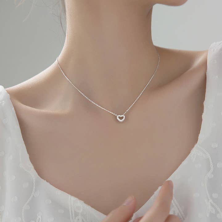 Collana con ciondolo a forma di cuore in argento Sterling 925 - ROMA GEMS