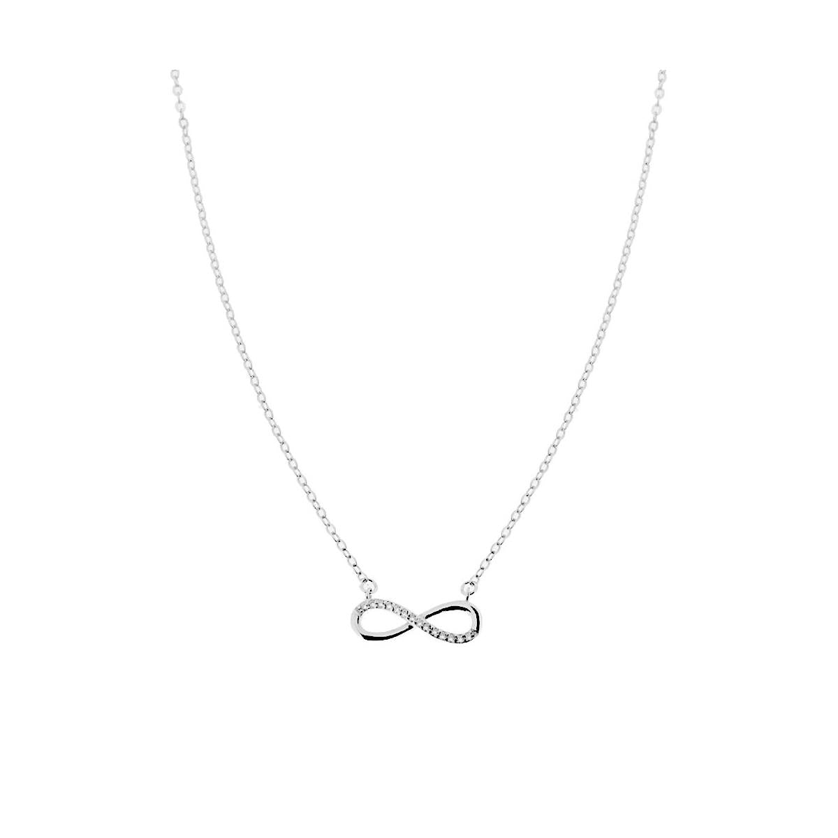 Collana Infinity con Zirconi Bianchi in Argento 925, Placcata Rodio - ROMA GEMS