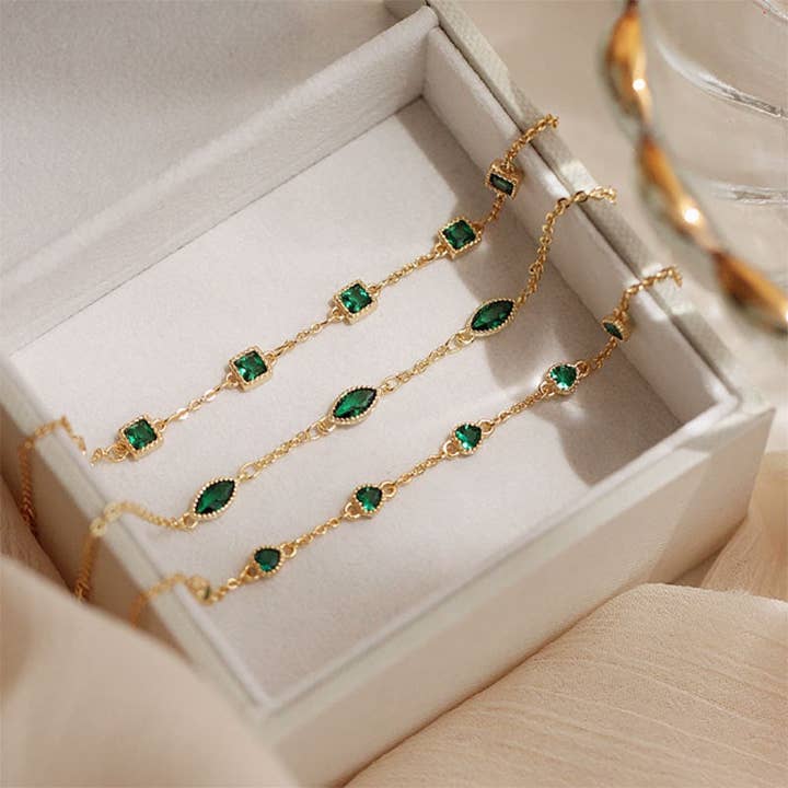 Bracciale da sposa con pietre preziose di colore verde in argento sterling 925 - ROMA GEMS