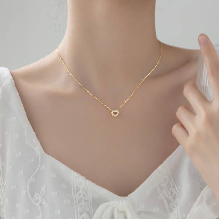 Collana con ciondolo a forma di cuore in argento Sterling 925 - ROMA GEMS