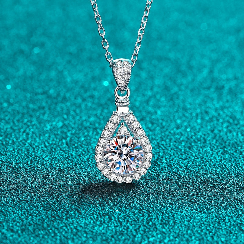 Collana con ciondolo a goccia in moissanite in argento Sterling 925 - ROMA GEMS