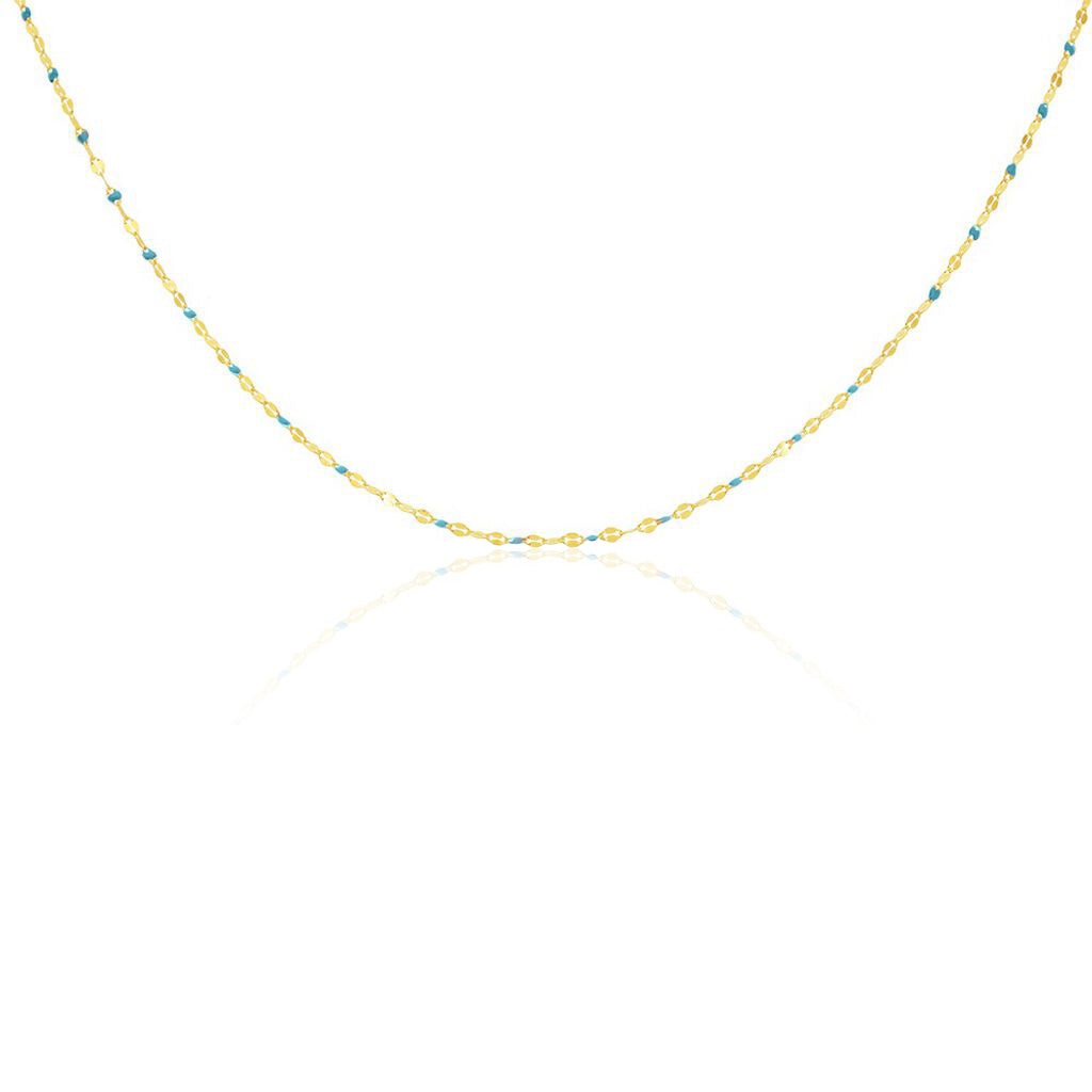 Collana in Argento 925 Placcato Oro 18k con Dettagli Smaltati Azzurri - Collezione RomaGems - Made in Italy - ROMA GEMS