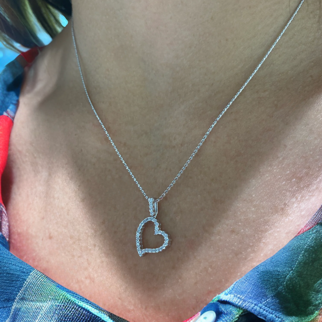 Collana in Argento con Ciondolo Cuore Brillante - ROMA GEMS