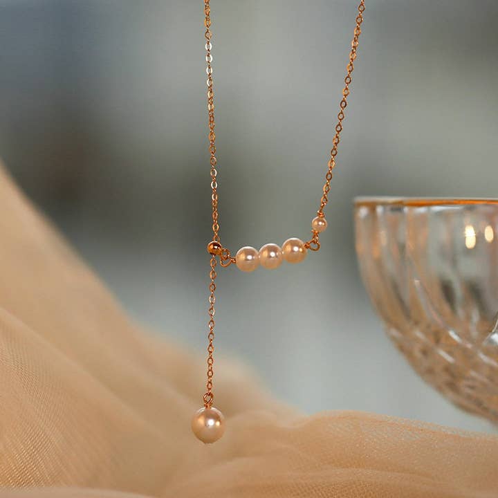 Collana di Perle in Argento Sterling 925 Placcato in Oro - ROMA GEMS