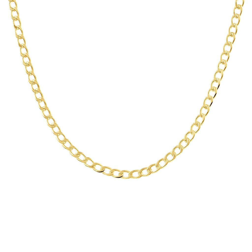 Collana in Argento Sterlingo Placcata Oro con Catena a Doppio Curb - ROMA GEMS