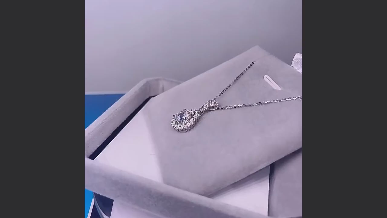 Collana con ciondolo a goccia in moissanite in argento Sterling 925